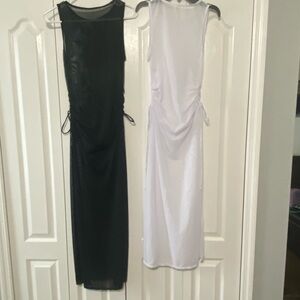 White Sleeveless Mesh Cover-up Dresses